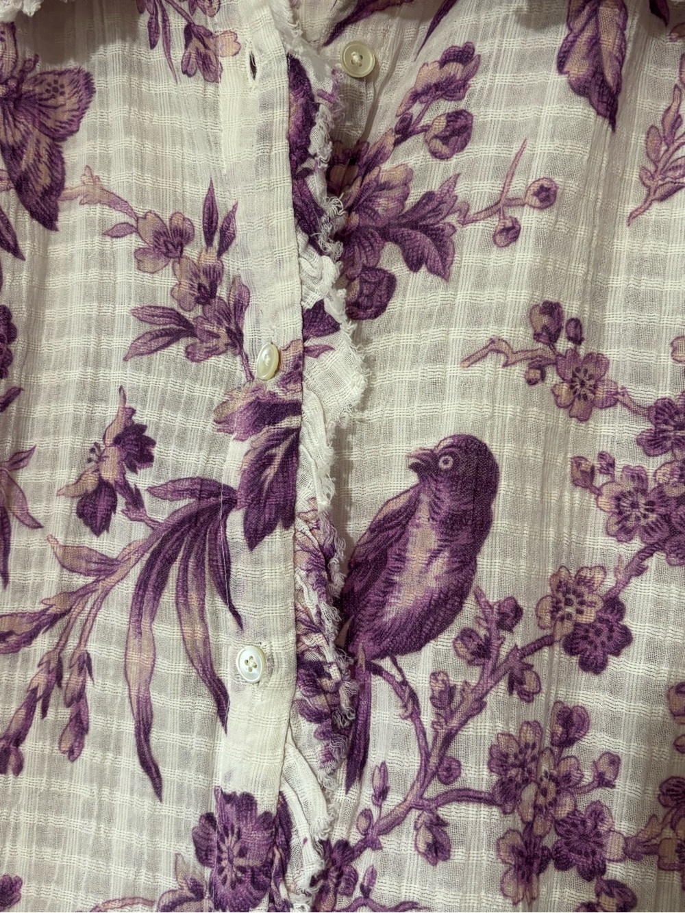 Sundance Lavender Purple & White Floral Gauzy Cotton Top, size XXL - Picture 7 of 13